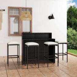 Ensemble de bar de jardin avec coussins 5 pcs Noir