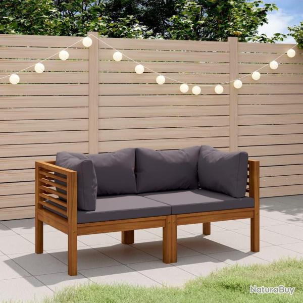 Canap� de jardin � 2 places avec coussin Bois d'acacia massif