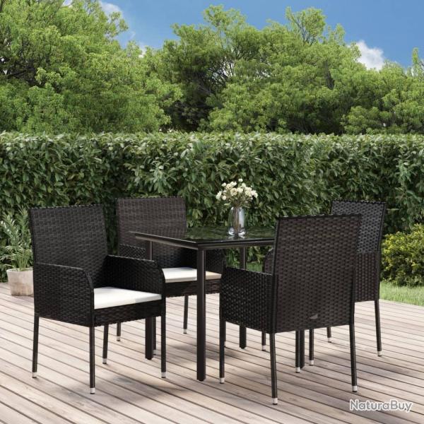 Ensemble � manger de jardin coussins 5pcs Noir R�sine tress�e