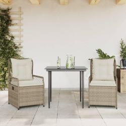 Ensemble &agrave; manger de jardin et coussins 3 pcs Beige poly rotin