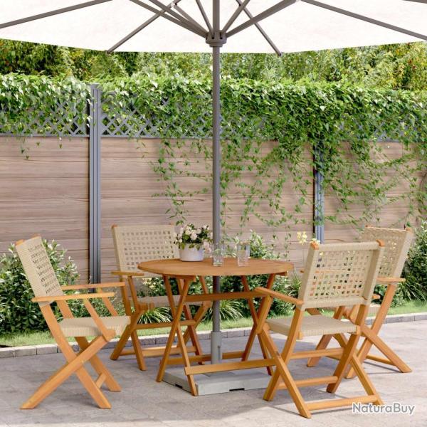 Ensemble � manger de jardin 5 pcs r�sine tress�e et bois massif