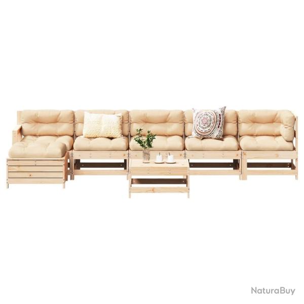 Salon de jardin 7 pcs Bois de pin massif