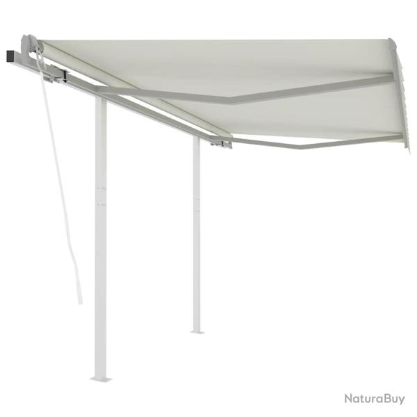 Auvent r�tractable automatique et poteaux 3x2,5 m Cr�me