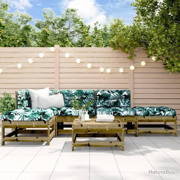 Salon de jardin 6 pcs bois de pin impr�gn�