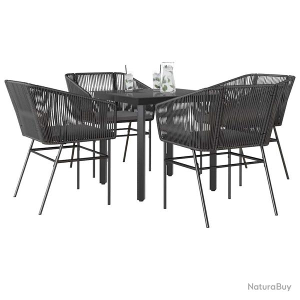 Ensemble � manger de jardin et coussins 5 pcs noir rotin verre
