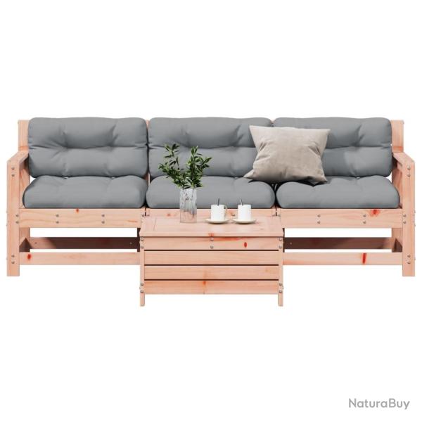Salon de jardin 4 pcs avec coussins bois massif douglas