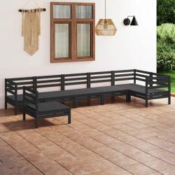 Salon de jardin 7 pcs Bois de pin massif Noir