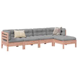 Salon de jardin 5 pcs et coussins bois massif sapin de douglas