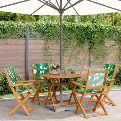 Ensemble &agrave; manger de jardin 5 pcs motif de feuilles tissu bois