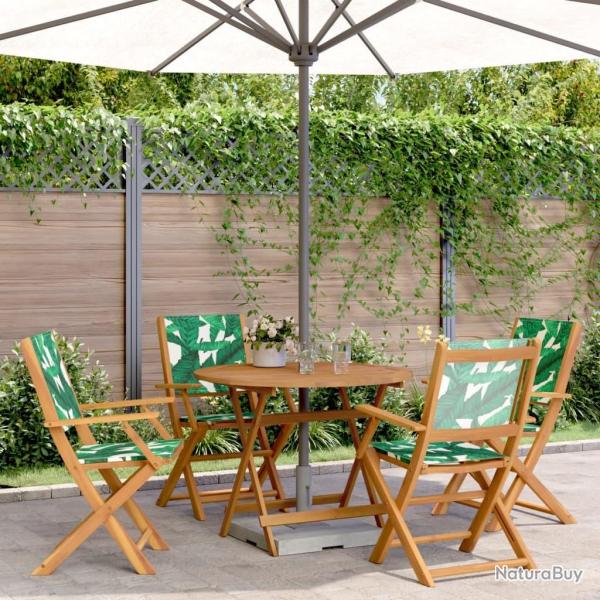 Ensemble � manger de jardin 5 pcs motif de feuilles tissu bois