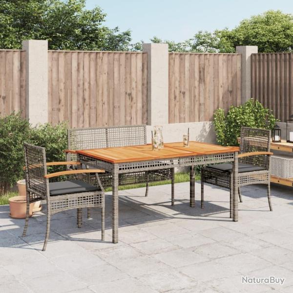 Ensemble � manger jardin 4pcs et coussins Gris R�sine tress�e