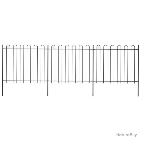 Clture de jardin avec dessus en cerceau Acier 5,1 x 1,5 m Noir