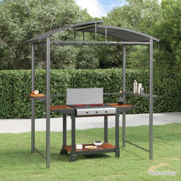 Gazebo BBQ et �tag�res lat�rales anthracite 210x114x230cm acier