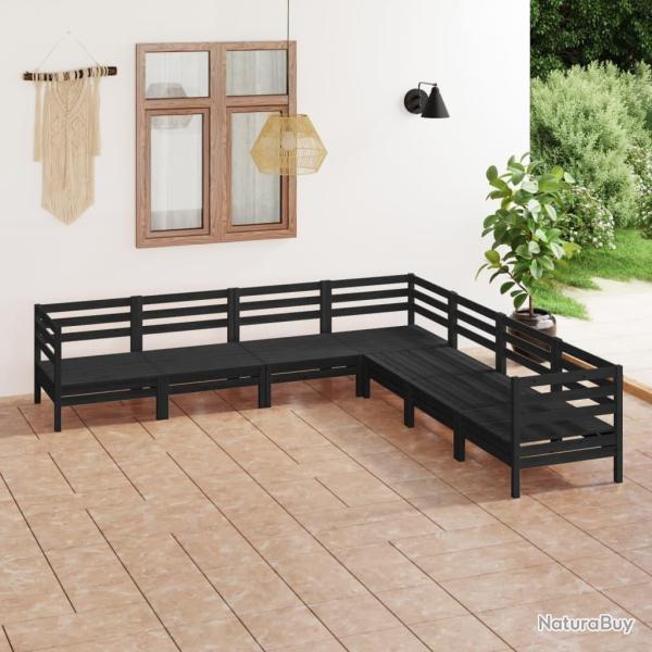 Salon de jardin 7 pcs Bois de pin massif Noir