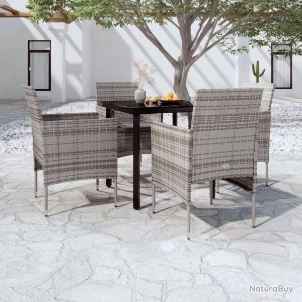 Ensemble � manger de jardin et coussins 5pcs Gris/noir
