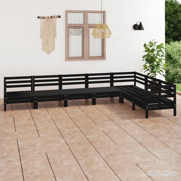 Salon de jardin 7 pcs Bois de pin massif Noir