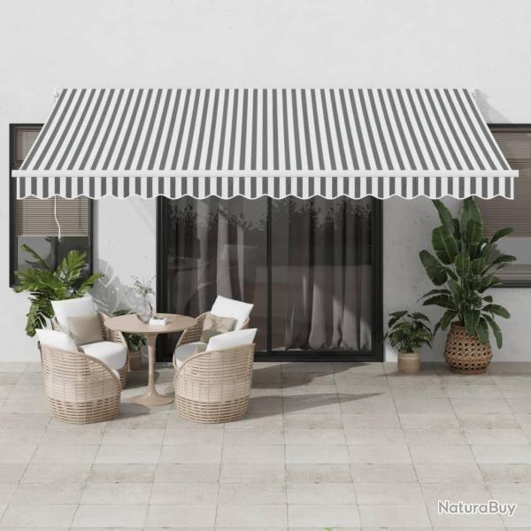 Auvent rtractable anthracite et blanc 4,5x3 m tissu/aluminium