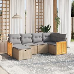 Salon de jardin avec coussins 6pcs m&eacute;lange beige r&eacute;sine tress&eacute;e