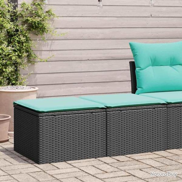 Salon de jardin avec coussins 2 pcs noir r�sine tress�e acacia