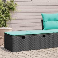 Salon de jardin avec coussins 2 pcs noir r&eacute;sine tress&eacute;e acacia