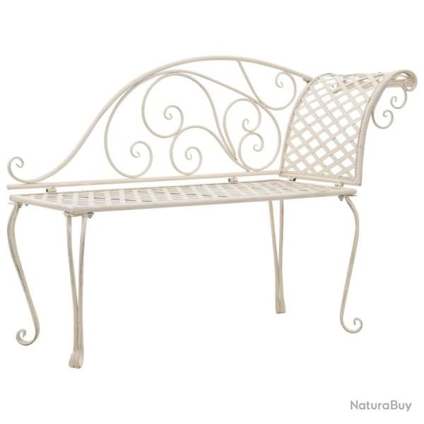 Chaise longue de jardin 128 cm M�tal Antique Blanc