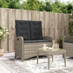 Banc inclinable de jardin et coussins gris clair r&eacute;sine tress&eacute;e