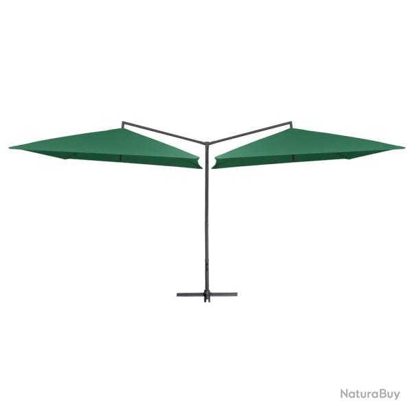 Parasol double avec mt en acier 250 x 250 cm Vert