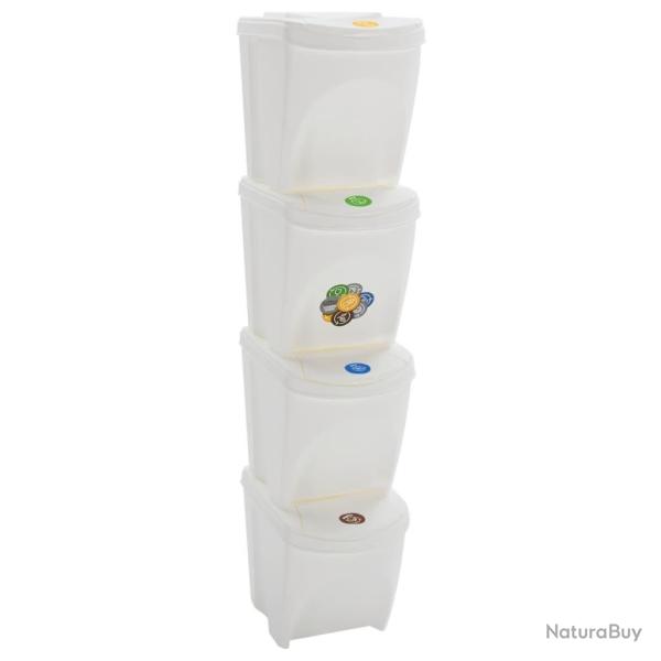 Poubelles � ordures empilables 4 pcs Blanc 100 L Polypropyl�ne