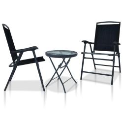 Ensemble de bistro 3 pcs Noir Acier