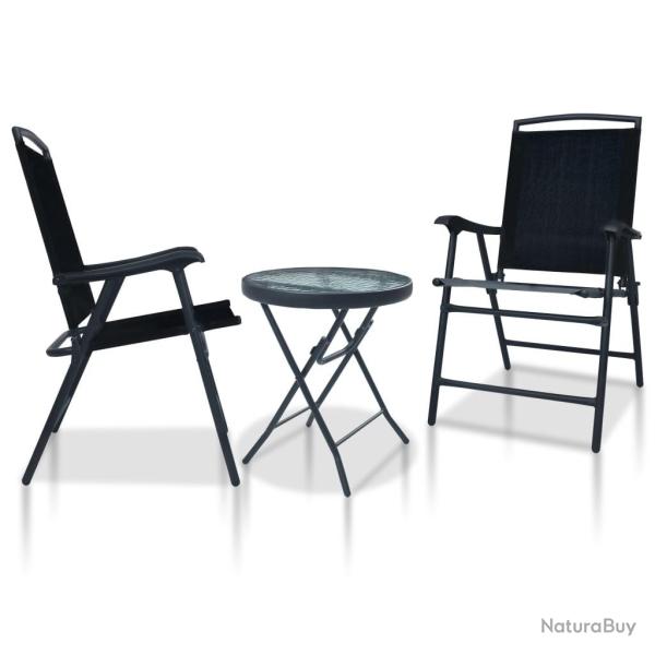 Ensemble de bistro 3 pcs Noir Acier