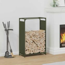 Portant de bois chauffage vert olive 60x28x90 cm