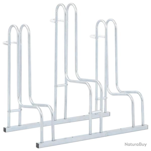 Support de v�lo au sol autoportant pour 3 v�los acier galvanis�