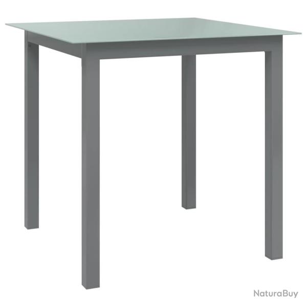 Table de jardin Gris clair 80x80x74 cm Aluminium et verre