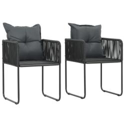 Chaises d'ext&eacute;rieur lot de 2 avec oreillers R&eacute;sine tress&eacute;e Noir