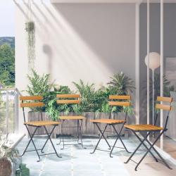 Chaises de bistro pliables lot de 4 Bois d'acacia massif