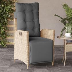 Chaise inclinable de jardin et repose-pied m&eacute;lange beige rotin