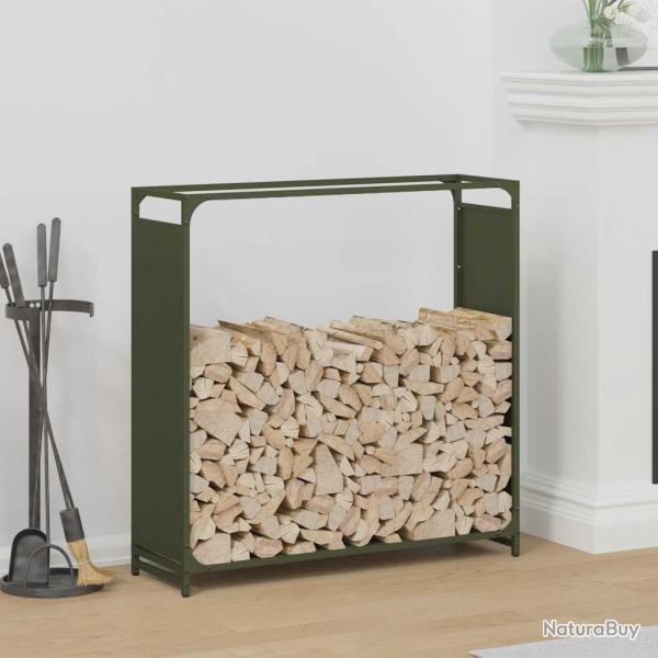 Portant de bois chauffage vert olive 90x28x90 cm