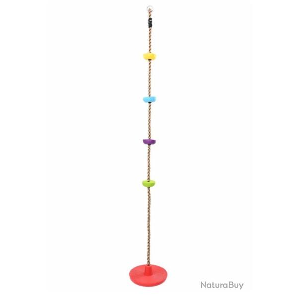 Corde d'escalade color�e avec si�ge disque - 200 cm, plastique robuste, jeu ext�rieur enfant