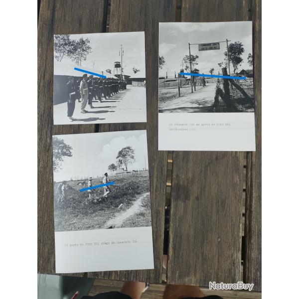 3 PHOTOS ECPA GUERRE D'INDOCHINE, COMMANDO 334 POSTE VIN HOA (9)