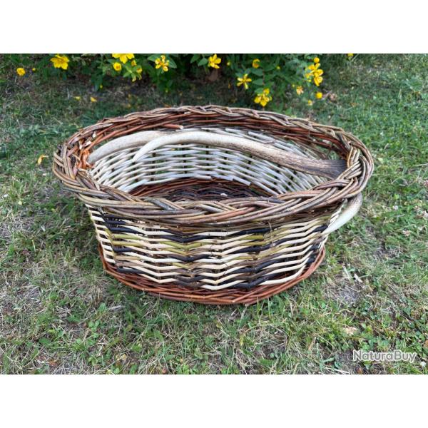 Panier osier avec anse en bois de cerf