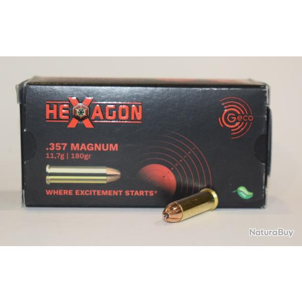 Boite 50 cartouches Geco Hexagon cal 357 Magnum 180 grains