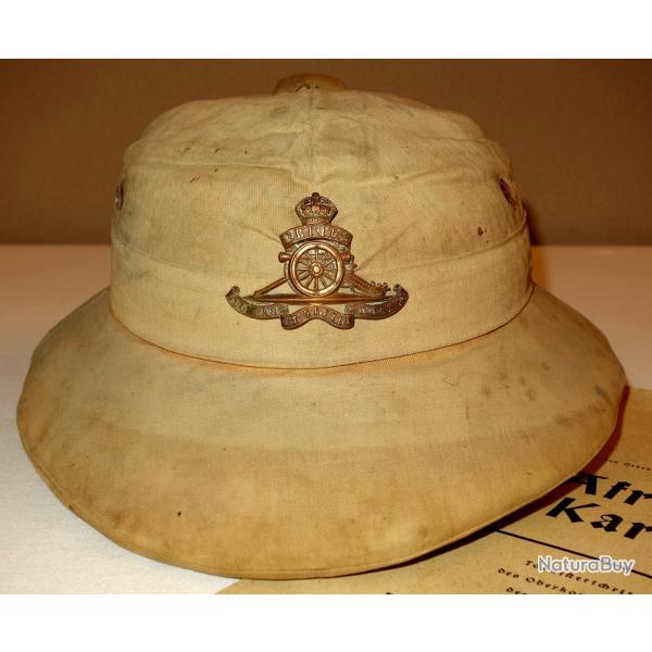 CASQUE TROPICAL de l'ARTILLERIE COLONIALE BRITANNIQUE WW1
