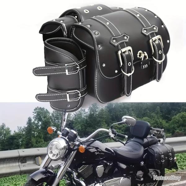 Sacoche Lat�rale Moto Universelle R�tro �tanche Porte-Gobelet  Grande Capacit� Rigide  Noir