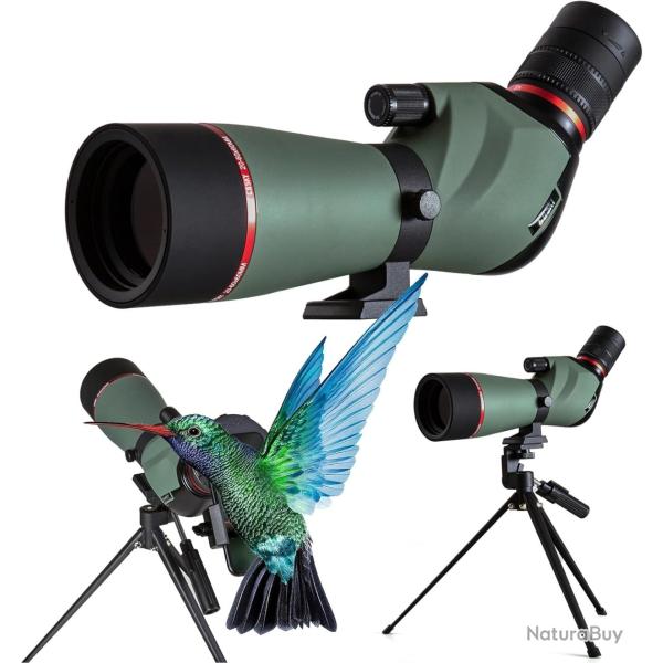 Longue Vue 20-60x60 HD BAK4 avec Tr�pied Support Smartphone et Sac d'Observation  Nature Paysage