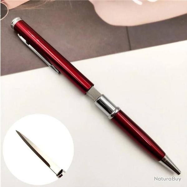 Stylo Couteau ouvre lettre lame cach�s en acier inoxydable Coloris aux choix Rouge