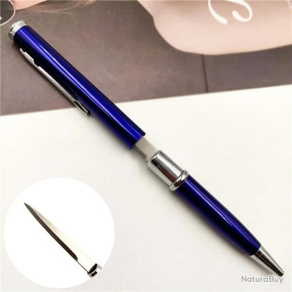 Stylo Couteau ouvre lettre lame cach�s en acier inoxydable Coloris aux choix Bleu