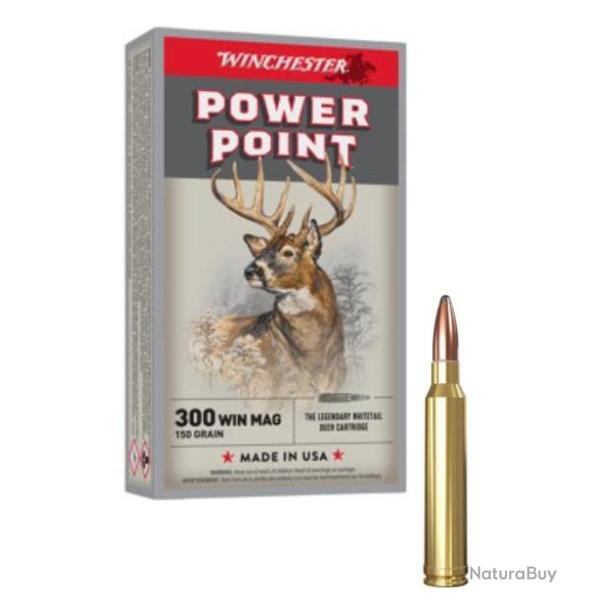 MUNITIONS WINCHESTER CALIBRE 300WM POWER POINT 150gr - 9.7g x20