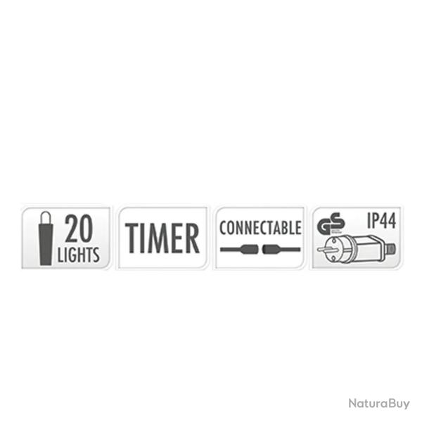 Guirlande lumineuse 20 boules couleur - 14,5 m