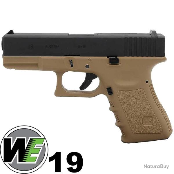 Pistolet airsoft WE R19 (G003A-T) Gen3, gaz, metal slide, GBB, TAN - Type Glock19