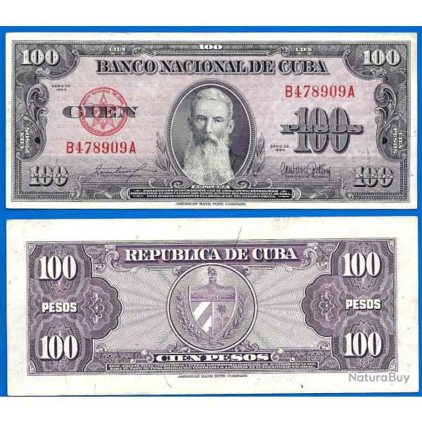 Cuba 100 Pesos 1954 Aguilera Billet Peso